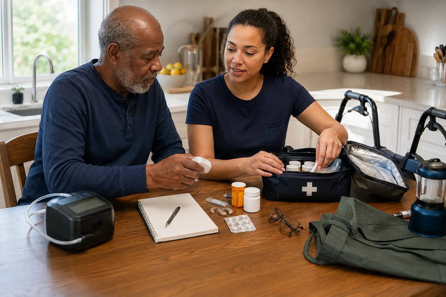 Neighbours organising medication and accessibility supplies