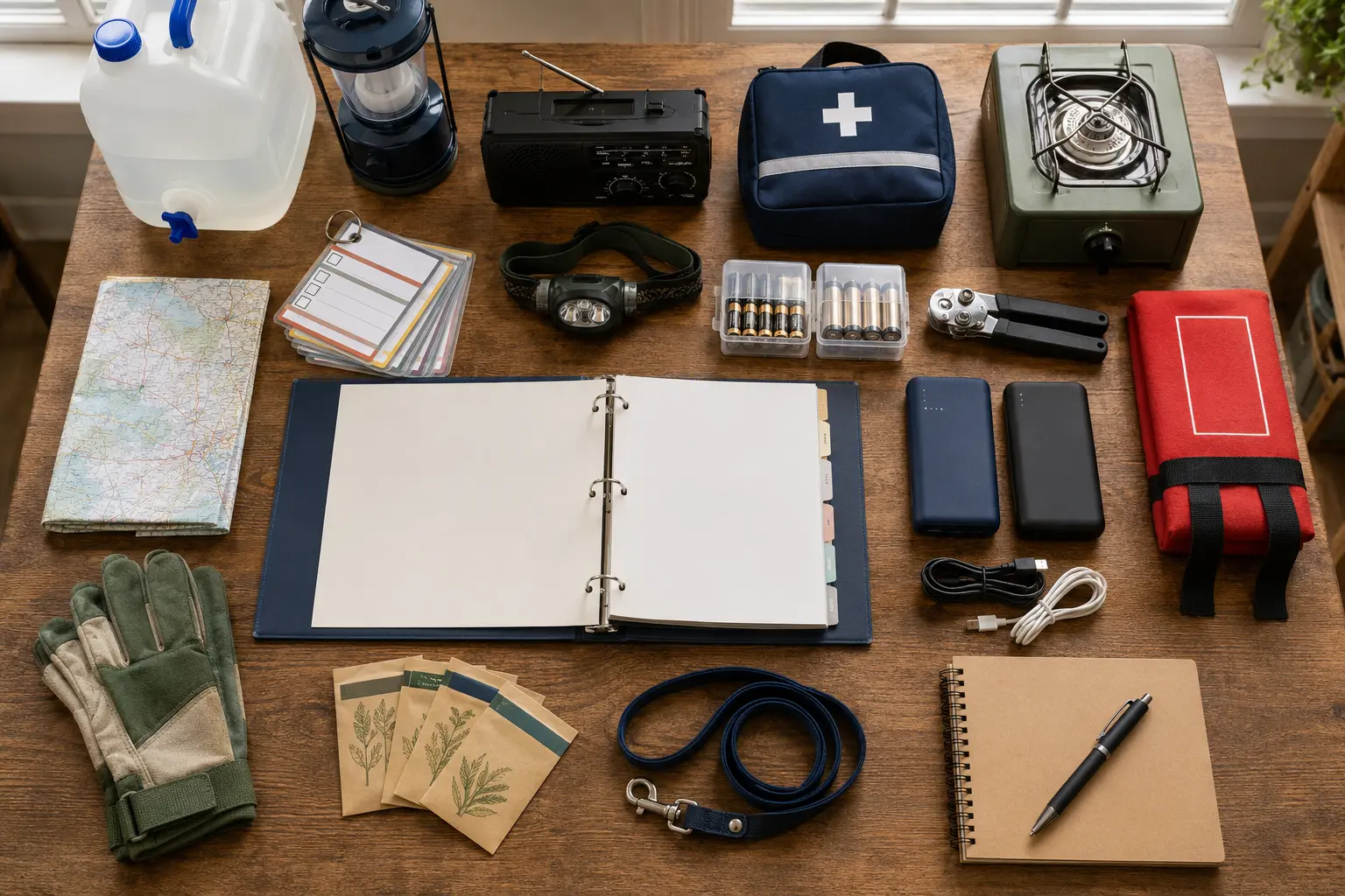Organised offline emergency binder and blackout equipment